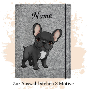 Dokumentenhülle für die Französische Bulldogge schwarz mit weiß